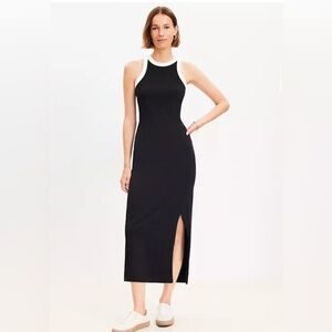 LOFT Black and White Midi Dress
